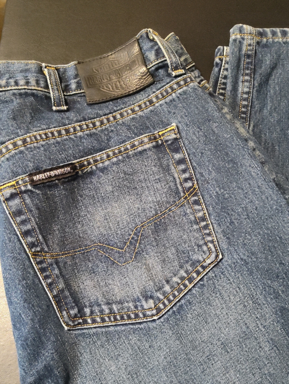 Harley-Davidson Men's  Blue Denim Relaxed Jeans 40X30